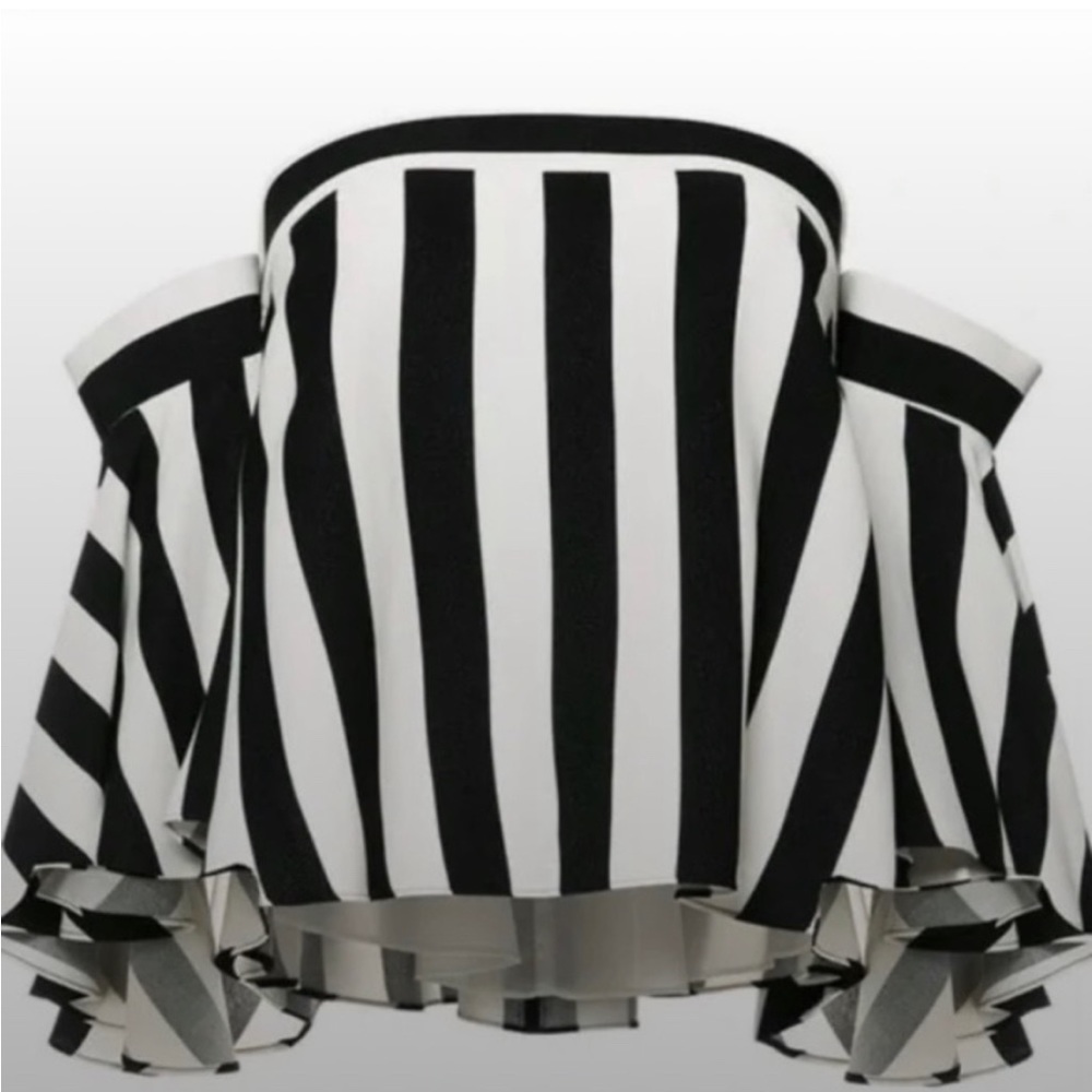 Milly Off-Shoulder Black and White Stripe Top